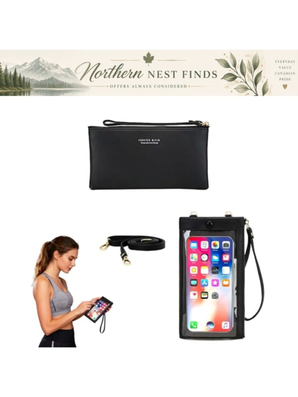 Touch Screen Crossbody Purse Small PU Leather Mini Phone Handbag with Window